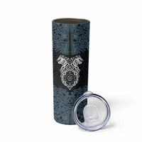 Viking Vegvisir Symbol Skinny Tumbler with Runes and Intricate Knotwork Norse Protection Tribute - Wonder Print Shop
