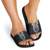 Viking Vegvisir Symbol Slide Sandals with Runes and Intricate Knotwork Norse Protection Tribute - Wonder Print Shop