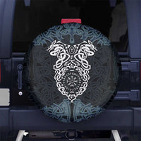 Viking Vegvisir Symbol Spare Tire Cover with Runes and Intricate Knotwork Norse Protection Tribute - Wonder Print Shop