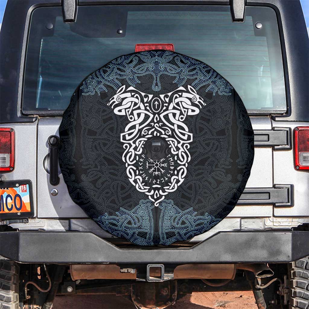 Viking Vegvisir Symbol Spare Tire Cover with Runes and Intricate Knotwork Norse Protection Tribute - Wonder Print Shop