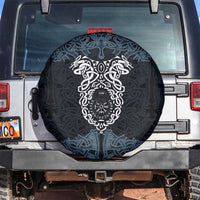 Viking Vegvisir Symbol Spare Tire Cover with Runes and Intricate Knotwork Norse Protection Tribute - Wonder Print Shop