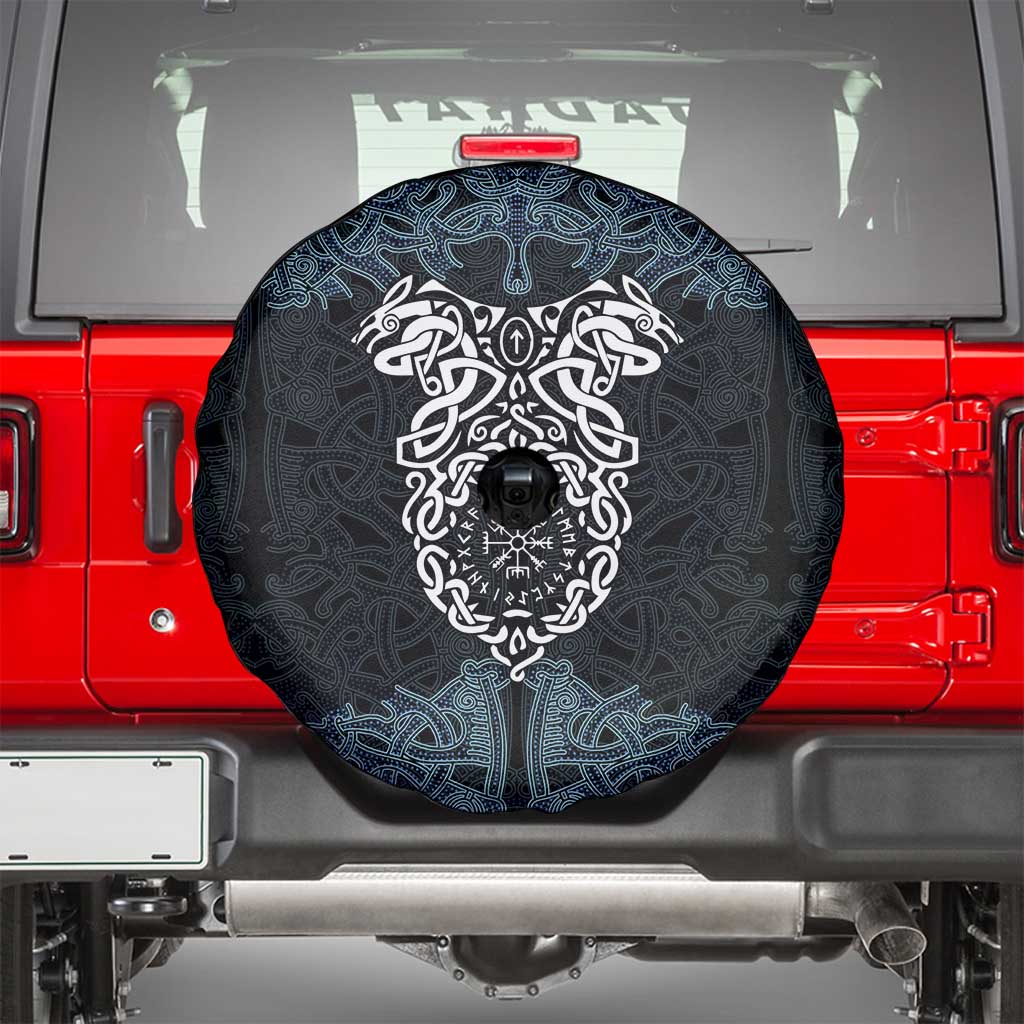 Viking Vegvisir Symbol Spare Tire Cover with Runes and Intricate Knotwork Norse Protection Tribute - Wonder Print Shop
