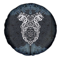 Viking Vegvisir Symbol Spare Tire Cover with Runes and Intricate Knotwork Norse Protection Tribute - Wonder Print Shop