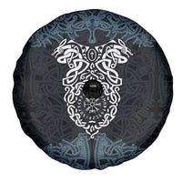 Viking Vegvisir Symbol Spare Tire Cover with Runes and Intricate Knotwork Norse Protection Tribute - Wonder Print Shop