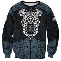 Viking Vegvisir Symbol Sweatshirt with Runes and Intricate Knotwork Norse Protection Tribute - Wonder Print Shop