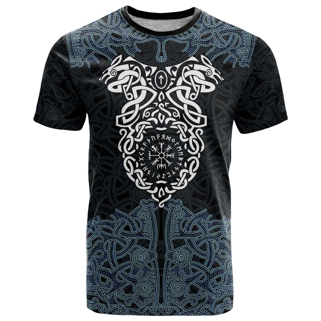 Viking Vegvisir Symbol T Shirt with Runes and Intricate Knotwork Norse Protection Tribute - Wonder Print Shop