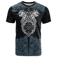 Viking Vegvisir Symbol T Shirt with Runes and Intricate Knotwork Norse Protection Tribute - Wonder Print Shop