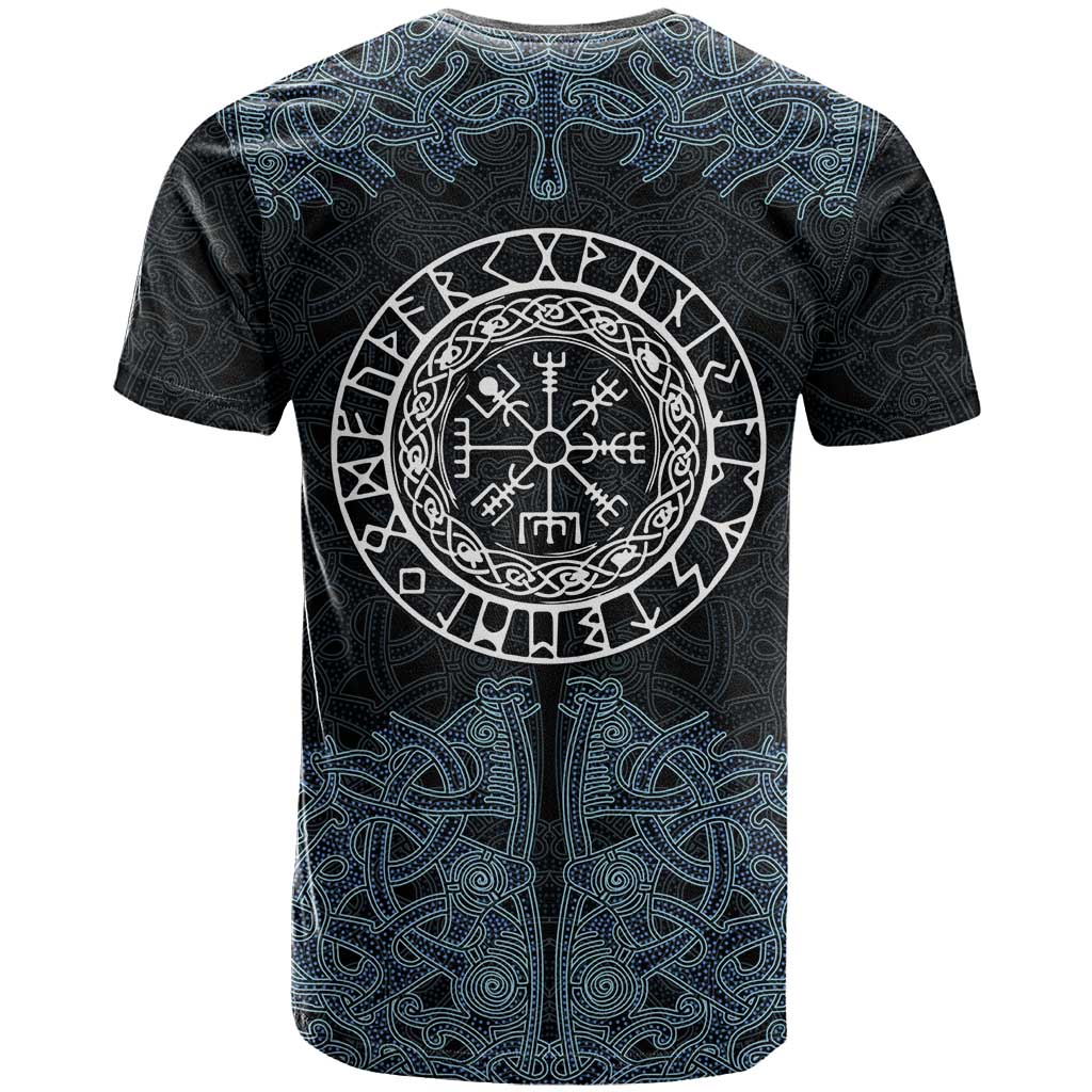 Viking Vegvisir Symbol T Shirt with Runes and Intricate Knotwork Norse Protection Tribute - Wonder Print Shop