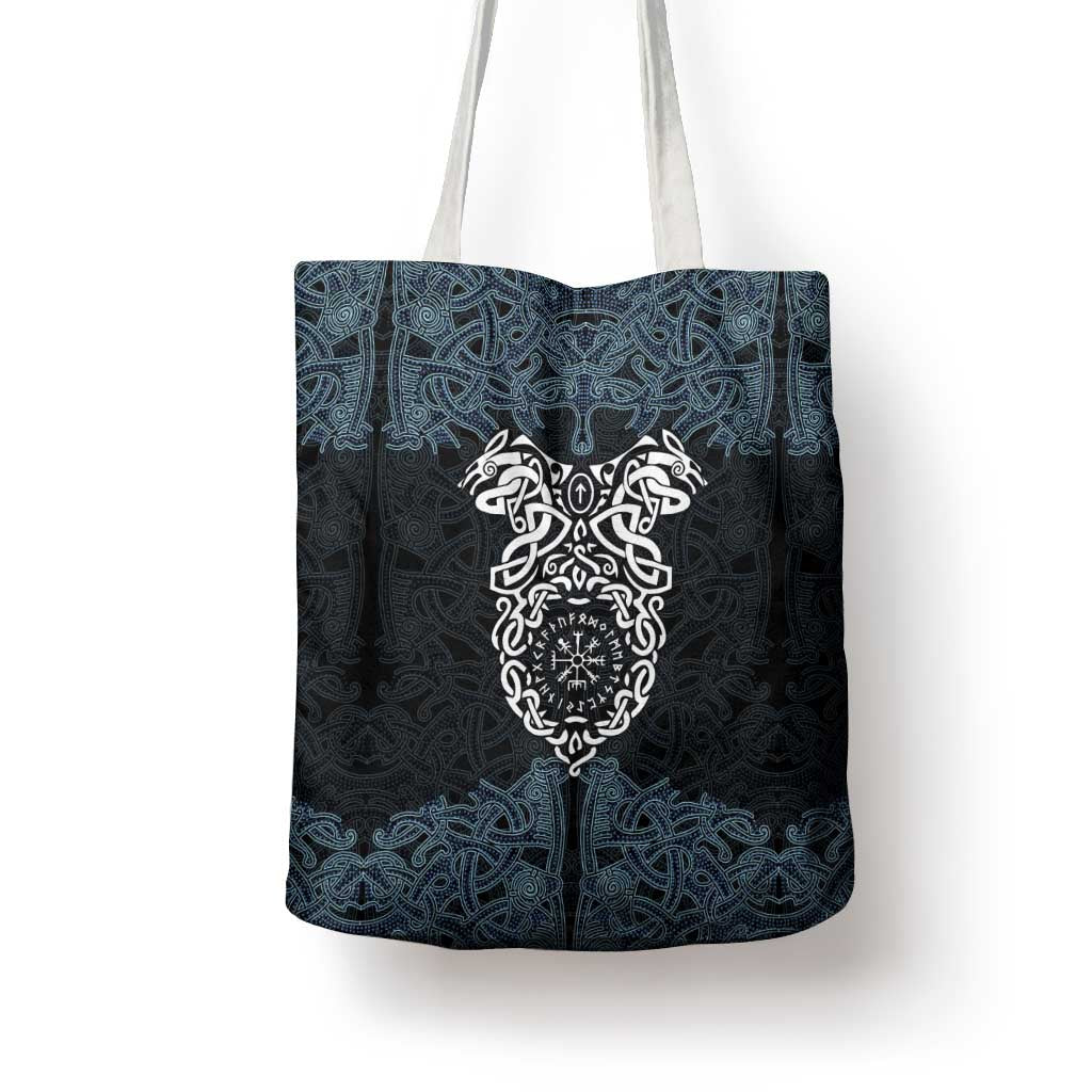 Viking Vegvisir Symbol Tote Bag with Runes and Intricate Knotwork Norse Protection Tribute - Wonder Print Shop