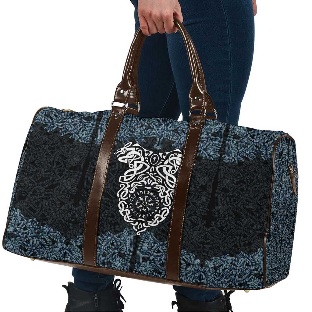 Viking Vegvisir Symbol Travel Bag with Runes and Intricate Knotwork Norse Protection Tribute - Wonder Print Shop