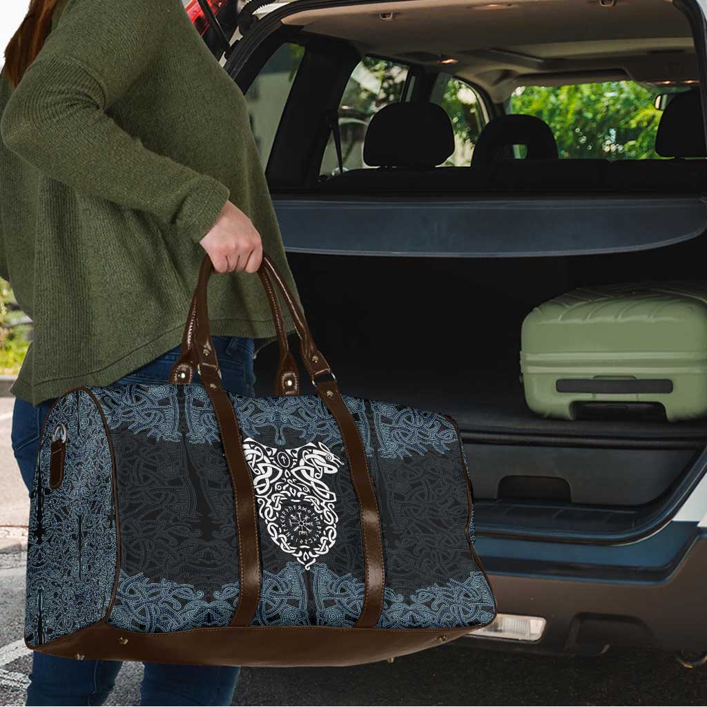 Viking Vegvisir Symbol Travel Bag with Runes and Intricate Knotwork Norse Protection Tribute - Wonder Print Shop