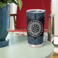 Viking Vegvisir Symbol Tumbler Cup with Runes and Intricate Knotwork Norse Protection Tribute - Wonder Print Shop