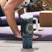 Viking Vegvisir Symbol Tumbler With Handle with Runes and Intricate Knotwork Norse Protection Tribute - Wonder Print Shop