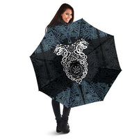 Viking Vegvisir Symbol Umbrella with Runes and Intricate Knotwork Norse Protection Tribute - Wonder Print Shop