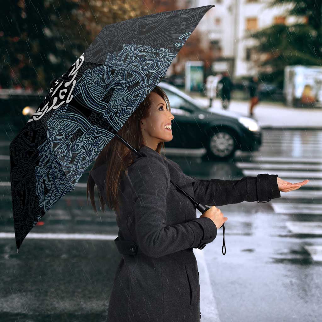 Viking Vegvisir Symbol Umbrella with Runes and Intricate Knotwork Norse Protection Tribute - Wonder Print Shop