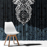 Viking Vegvisir Symbol Window Curtain with Runes and Intricate Knotwork Norse Protection Tribute - Wonder Print Shop