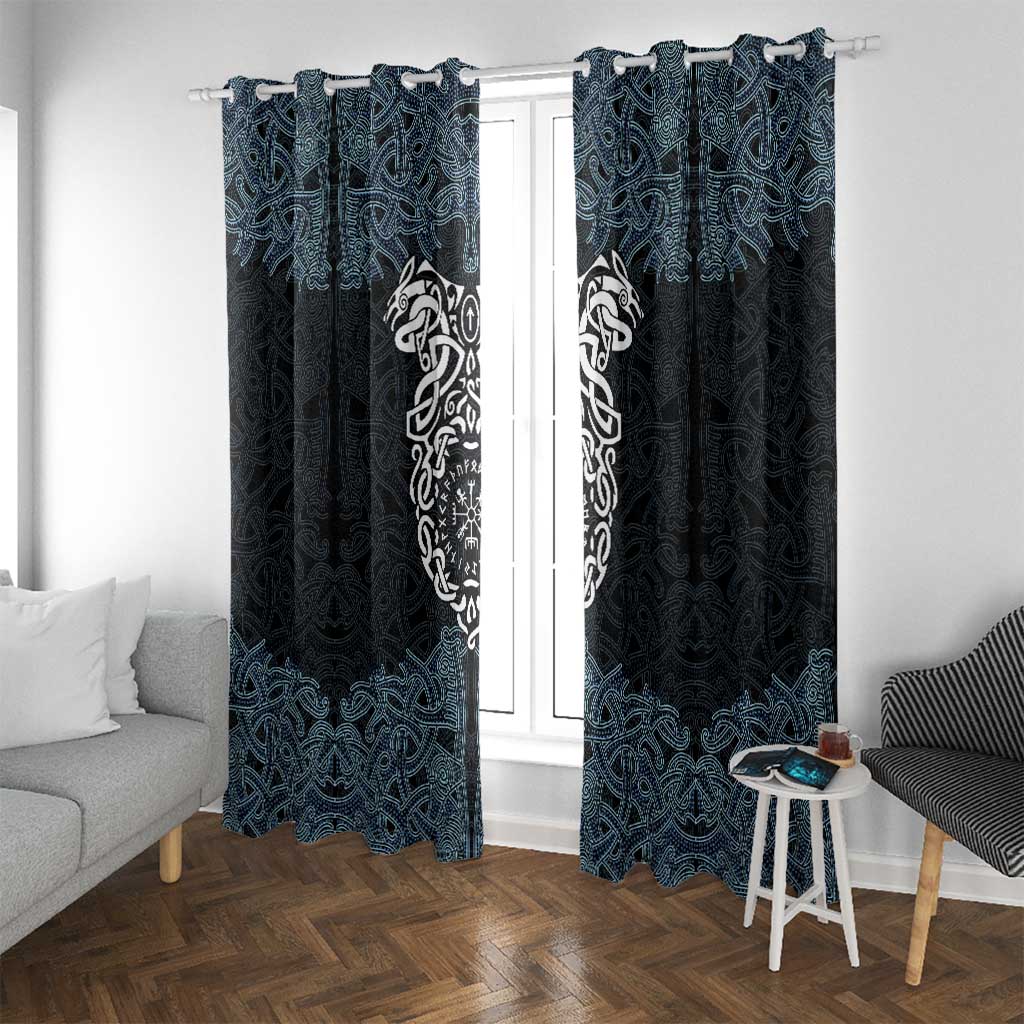 Viking Vegvisir Symbol Window Curtain with Runes and Intricate Knotwork Norse Protection Tribute - Wonder Print Shop