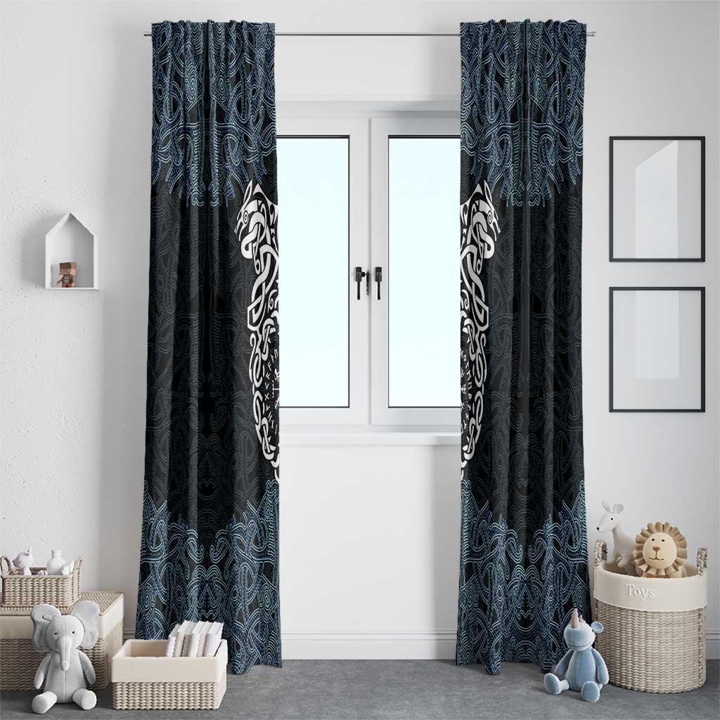 Viking Vegvisir Symbol Window Curtain with Runes and Intricate Knotwork Norse Protection Tribute - Wonder Print Shop