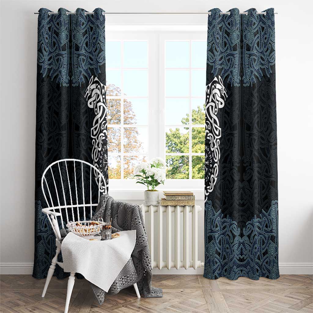 Viking Vegvisir Symbol Window Curtain with Runes and Intricate Knotwork Norse Protection Tribute - Wonder Print Shop