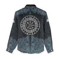 Viking Vegvisir Symbol Women Casual Shirt with Runes and Intricate Knotwork Norse Protection Tribute - Wonder Print Shop
