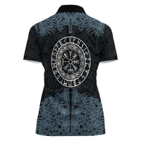 Viking Vegvisir Symbol Women Polo Shirt with Runes and Intricate Knotwork Norse Protection Tribute - Wonder Print Shop