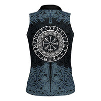 Viking Vegvisir Symbol Women Sleeveless Polo Shirt with Runes and Intricate Knotwork Norse Protection Tribute - Wonder Print Shop