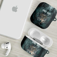 Spirit Guide Wolf AirPods Case with Forest Background Tribal Paw Print with Nature Symbols Native American - Wonder Print Shop