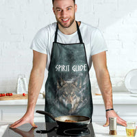 Spirit Guide Wolf Apron with Forest Background Tribal Paw Print with Nature Symbols Native American - Wonder Print Shop