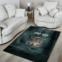 Spirit Guide Wolf Area Rug with Forest Background Tribal Paw Print with Nature Symbols Native American - Wonder Print Shop
