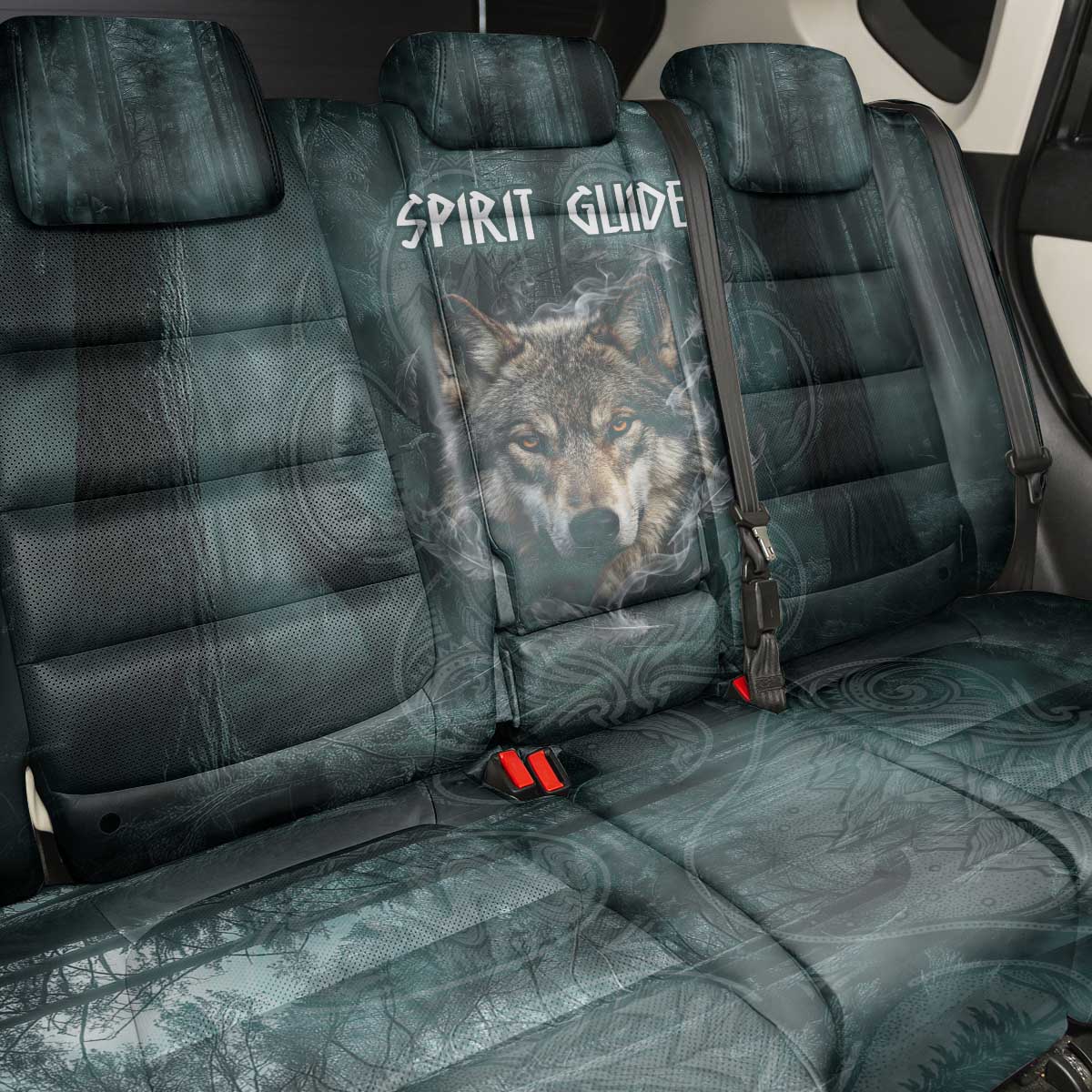 Spirit Guide Wolf Back Car Seat Cover with Forest Background Tribal Paw Print with Nature Symbols Native American - Wonder Print Shop