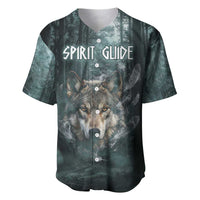 Spirit Guide Wolf Baseball Jersey with Forest Background Tribal Paw Print with Nature Symbols Native American - Wonder Print Shop