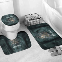 Spirit Guide Wolf Bathroom Set with Forest Background Tribal Paw Print with Nature Symbols Native American - Wonder Print Shop