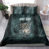 Spirit Guide Wolf Bedding Set with Forest Background Tribal Paw Print with Nature Symbols Native American - Wonder Print Shop