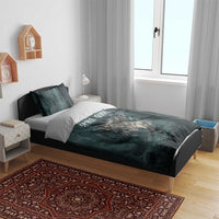 Spirit Guide Wolf Bedding Set with Forest Background Tribal Paw Print with Nature Symbols Native American - Wonder Print Shop