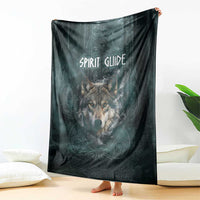 Spirit Guide Wolf Blanket with Forest Background Tribal Paw Print with Nature Symbols Native American - Wonder Print Shop