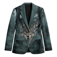 Spirit Guide Wolf Blazer with Forest Background Tribal Paw Print with Nature Symbols Native American - Wonder Print Shop