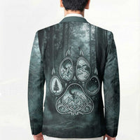 Spirit Guide Wolf Blazer with Forest Background Tribal Paw Print with Nature Symbols Native American - Wonder Print Shop