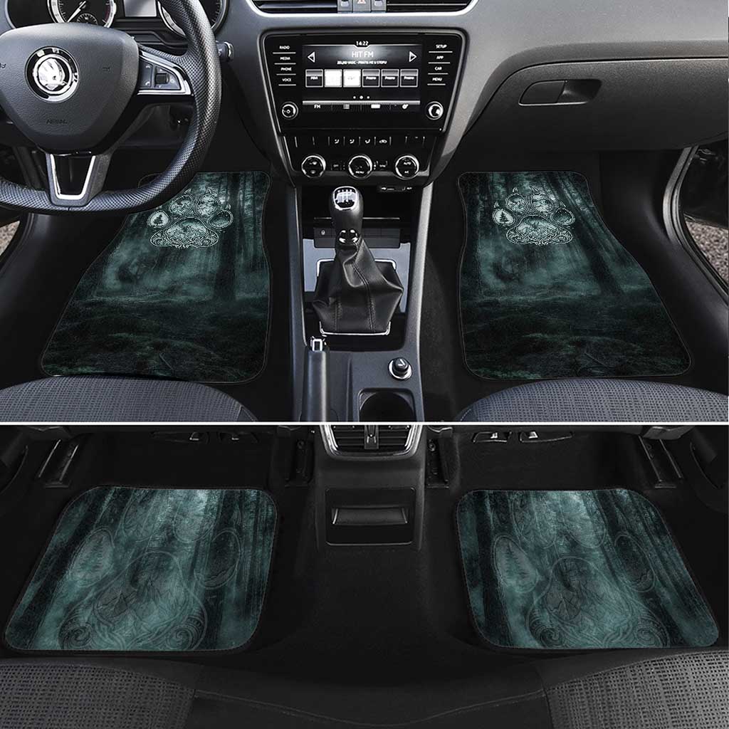 Spirit Guide Wolf Car Mats with Forest Background Tribal Paw Print with Nature Symbols Native American - Wonder Print Shop
