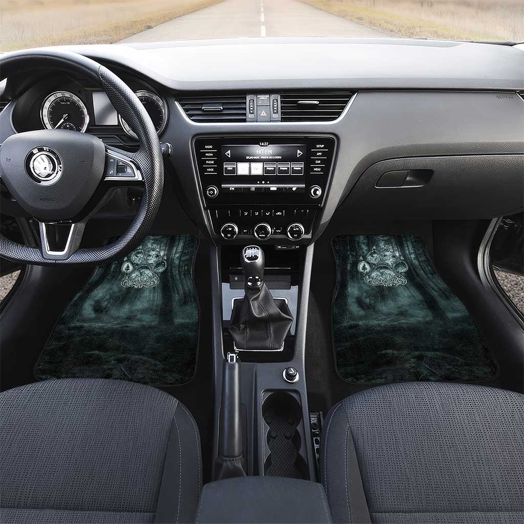 Spirit Guide Wolf Car Mats with Forest Background Tribal Paw Print with Nature Symbols Native American - Wonder Print Shop