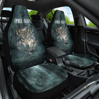 Spirit Guide Wolf Car Seat Cover with Forest Background Tribal Paw Print with Nature Symbols Native American - Wonder Print Shop