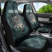 Spirit Guide Wolf Car Seat Cover with Forest Background Tribal Paw Print with Nature Symbols Native American - Wonder Print Shop