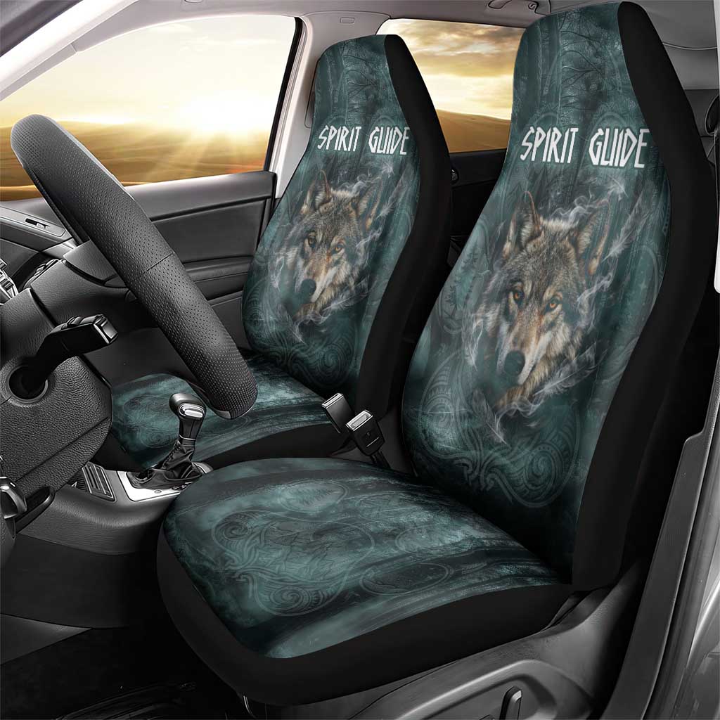 Spirit Guide Wolf Car Seat Cover with Forest Background Tribal Paw Print with Nature Symbols Native American - Wonder Print Shop