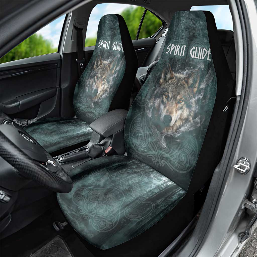 Spirit Guide Wolf Car Seat Cover with Forest Background Tribal Paw Print with Nature Symbols Native American - Wonder Print Shop
