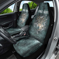 Spirit Guide Wolf Car Seat Cover with Forest Background Tribal Paw Print with Nature Symbols Native American - Wonder Print Shop