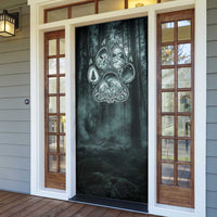 Spirit Guide Wolf Door Cover with Forest Background Tribal Paw Print with Nature Symbols Native American - Wonder Print Shop