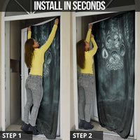 Spirit Guide Wolf Door Cover with Forest Background Tribal Paw Print with Nature Symbols Native American - Wonder Print Shop