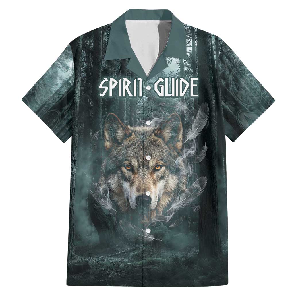 Spirit Guide Wolf Family Matching Mermaid Dress and Hawaiian Shirt with Forest Background Tribal Paw Print with Nature Symbols Native American - Wonder Print Shop