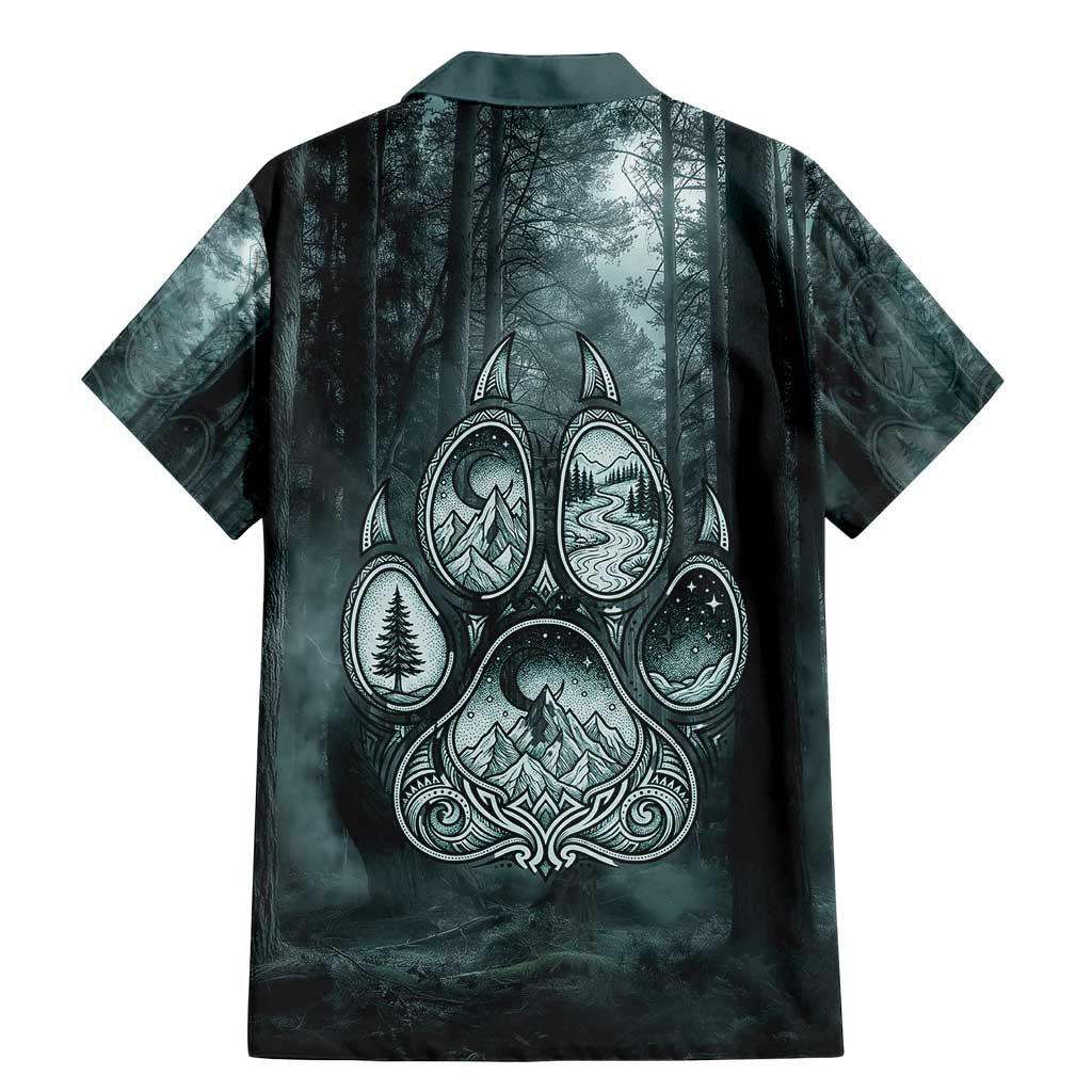 Spirit Guide Wolf Family Matching Mermaid Dress and Hawaiian Shirt with Forest Background Tribal Paw Print with Nature Symbols Native American - Wonder Print Shop