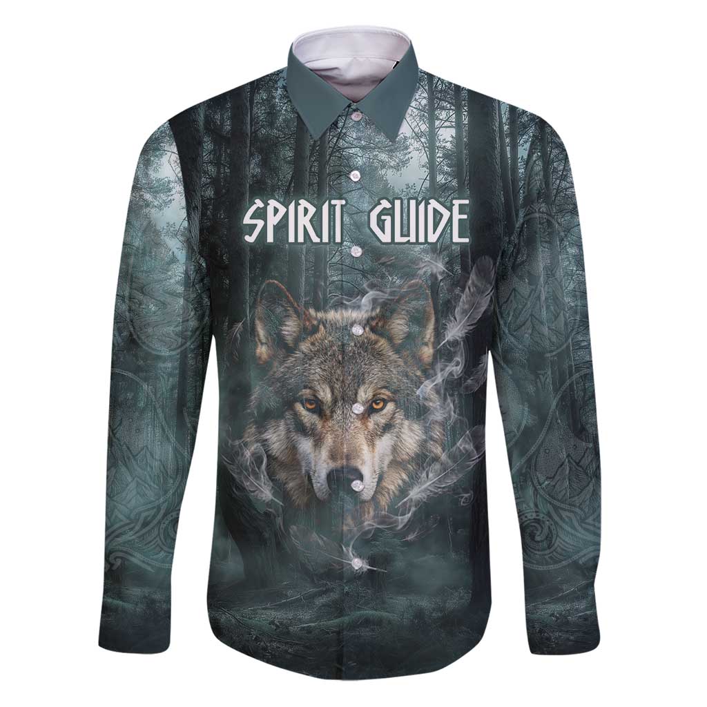 Spirit Guide Wolf Family Matching Puletasi and Hawaiian Shirt with Forest Background Tribal Paw Print with Nature Symbols Native American - Wonder Print Shop