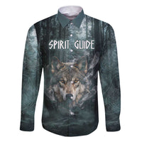 Spirit Guide Wolf Family Matching Short Sleeve Bodycon Dress and Hawaiian Shirt with Forest Background Tribal Paw Print with Nature Symbols Native American - Wonder Print Shop